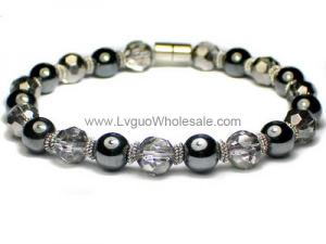 Magnet Clasp - 18cm Hematite Stone Beaded Bracelet